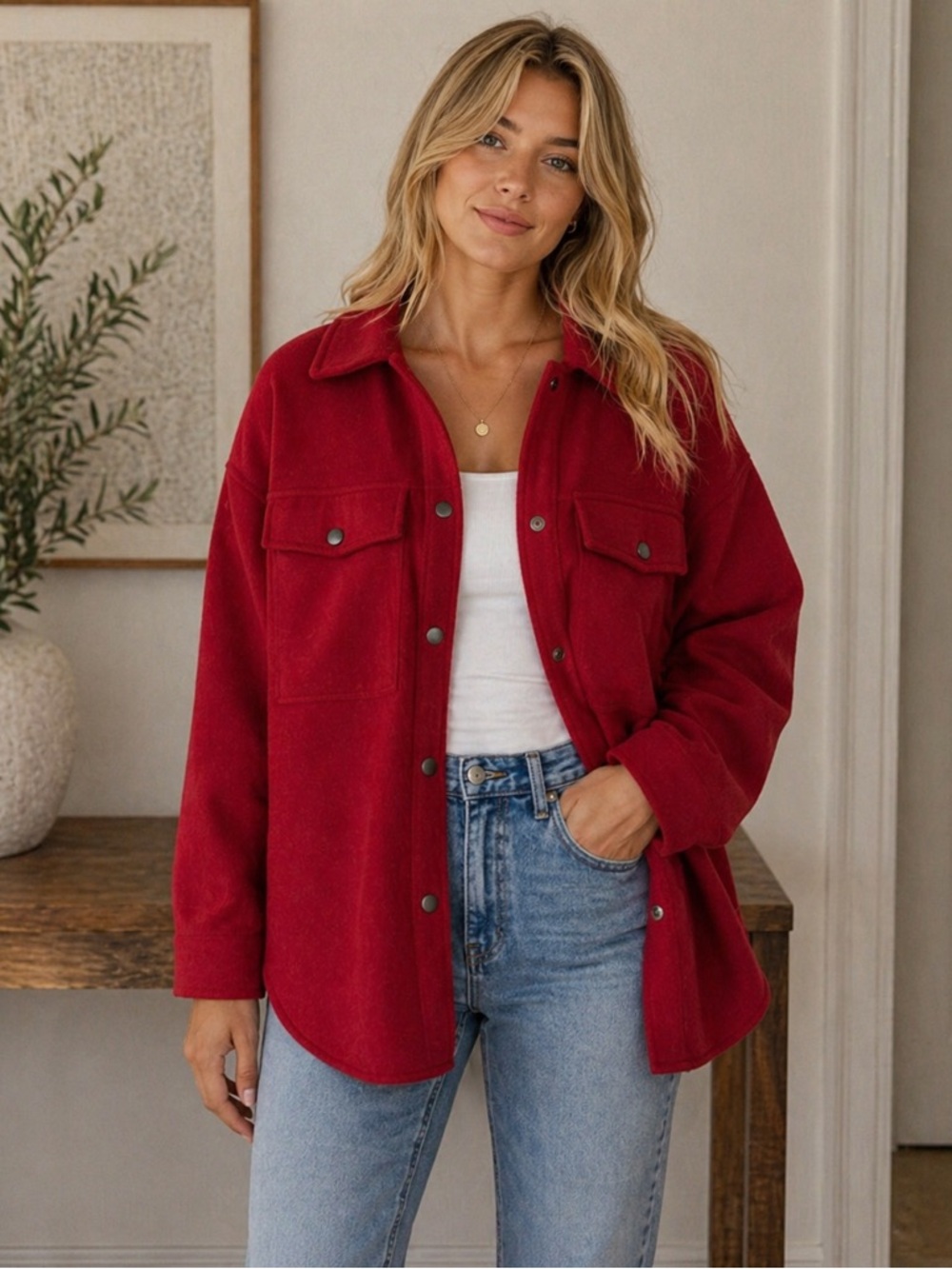 Wild Fable Red Snap Jacket Sz Medium
